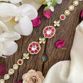 Vriksham Floral Kundan Jadau Sheeshphool-Red & White-J2797